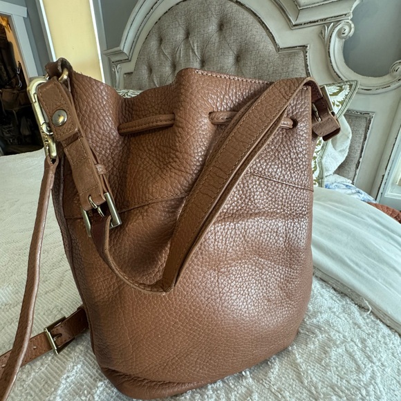 Gigi new york Brown Leather Bucket Bag purse Guc - Picture 3 of 6